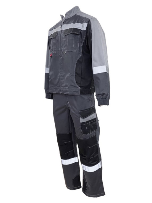 Костюм «Формула Коттон» ПКК т/серый, св-серый/черный С СОП