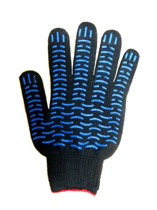 Перчатки рабочие х/б с ПВХ ВОЛНА черные 10 класс