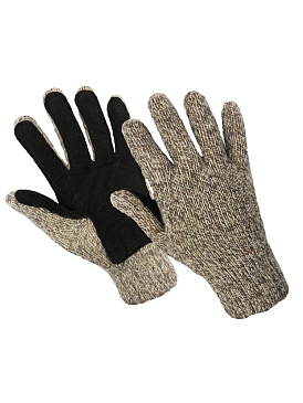 Перчатки рабочие вязанные полушерстяные со спилковыми накладками