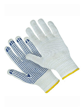 Перчатки рабочие х/б с ПВХ 10 класс 6 нитей