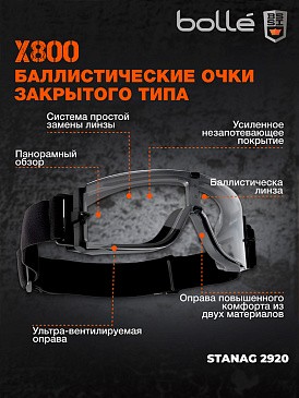 Очки тактические закрытые BOLLE X800
